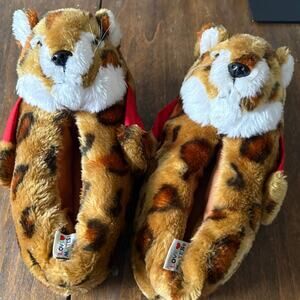 Vintage Love Mates House Slippers Large 9-10 Cheetah Plush
